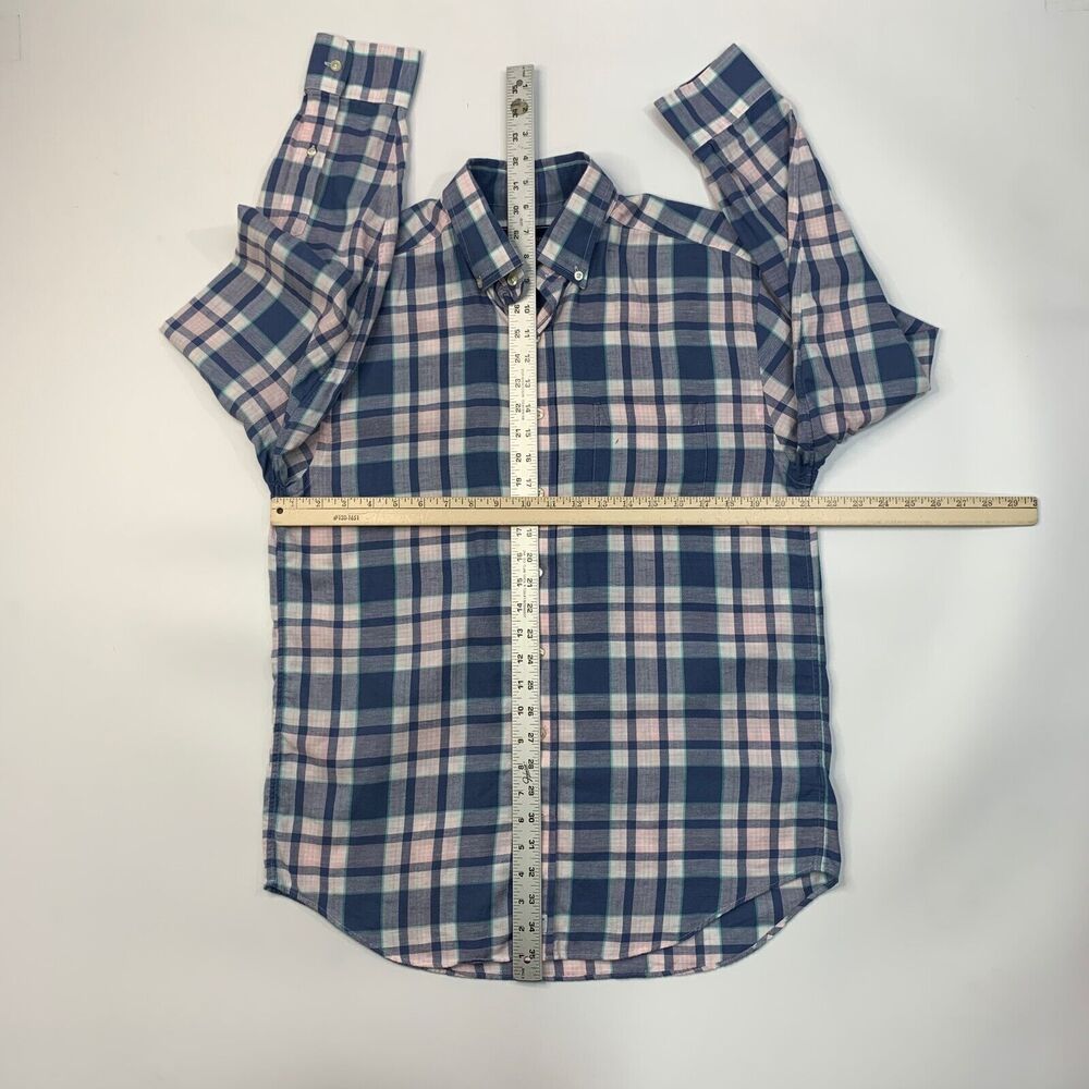 Vineyard Vines Shirt Mens Medium Blue White Classic Fit Murray Plaid Linen Blend - Picture 4 of 10